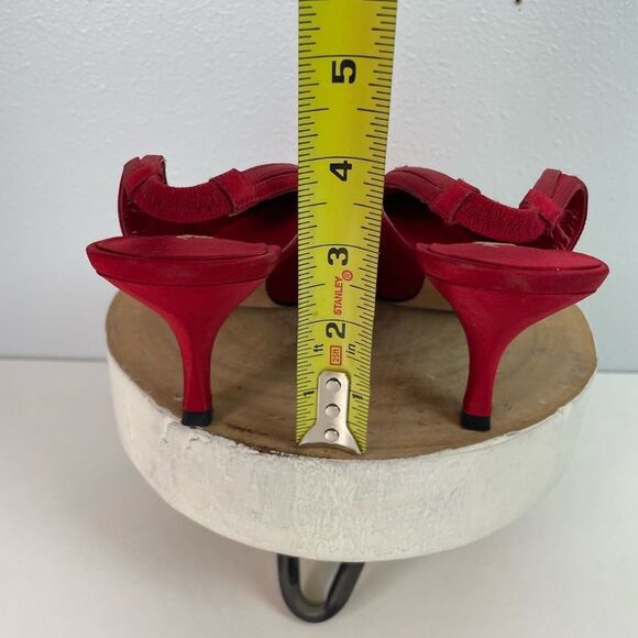 Nina Red Leather Suede Heels Stiletto Classic Size 7.5M EUC - Picture 5 of 6